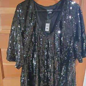 City Chic Plus Size Sequin Dress, Black, Size 20